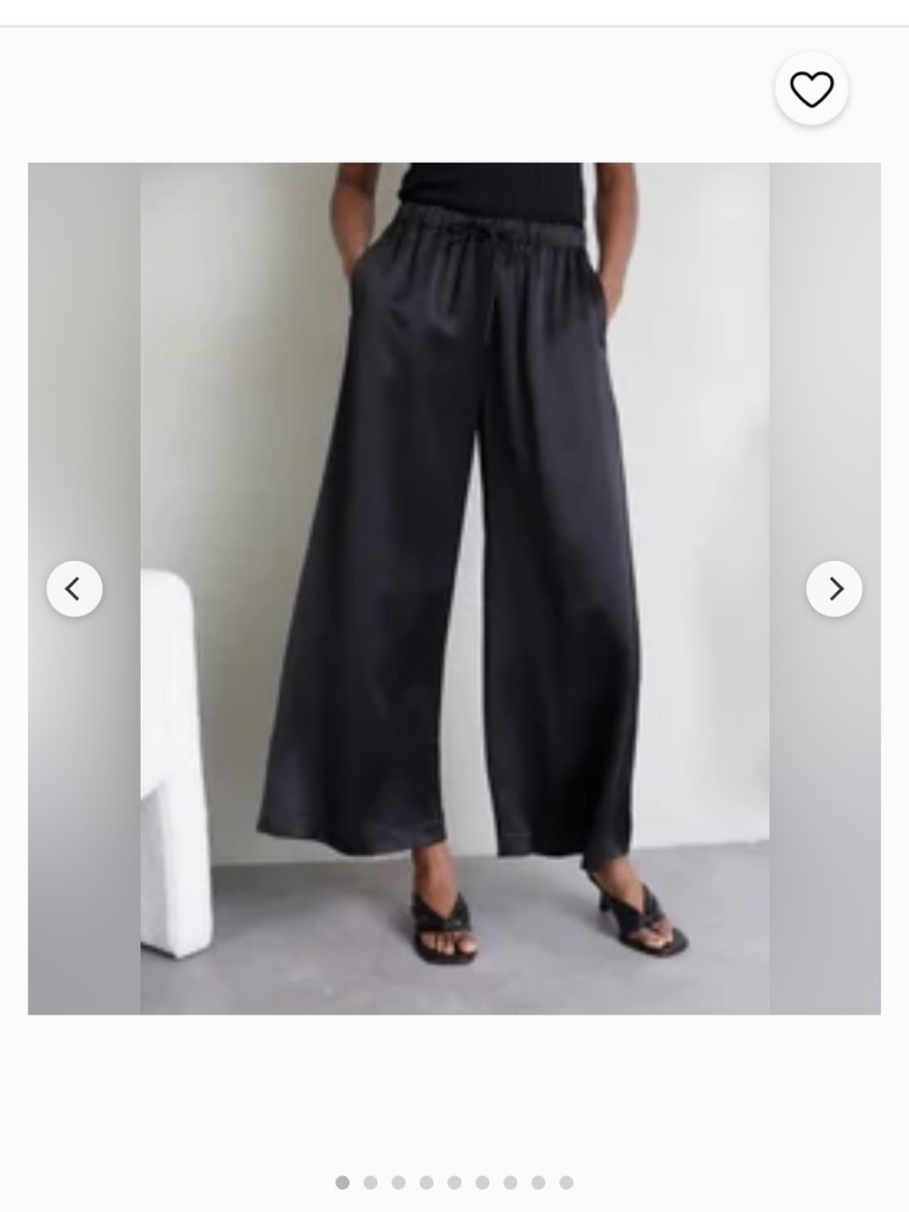 JOIE Wide Leg 100% silk pull-up drawstring Pants - Black